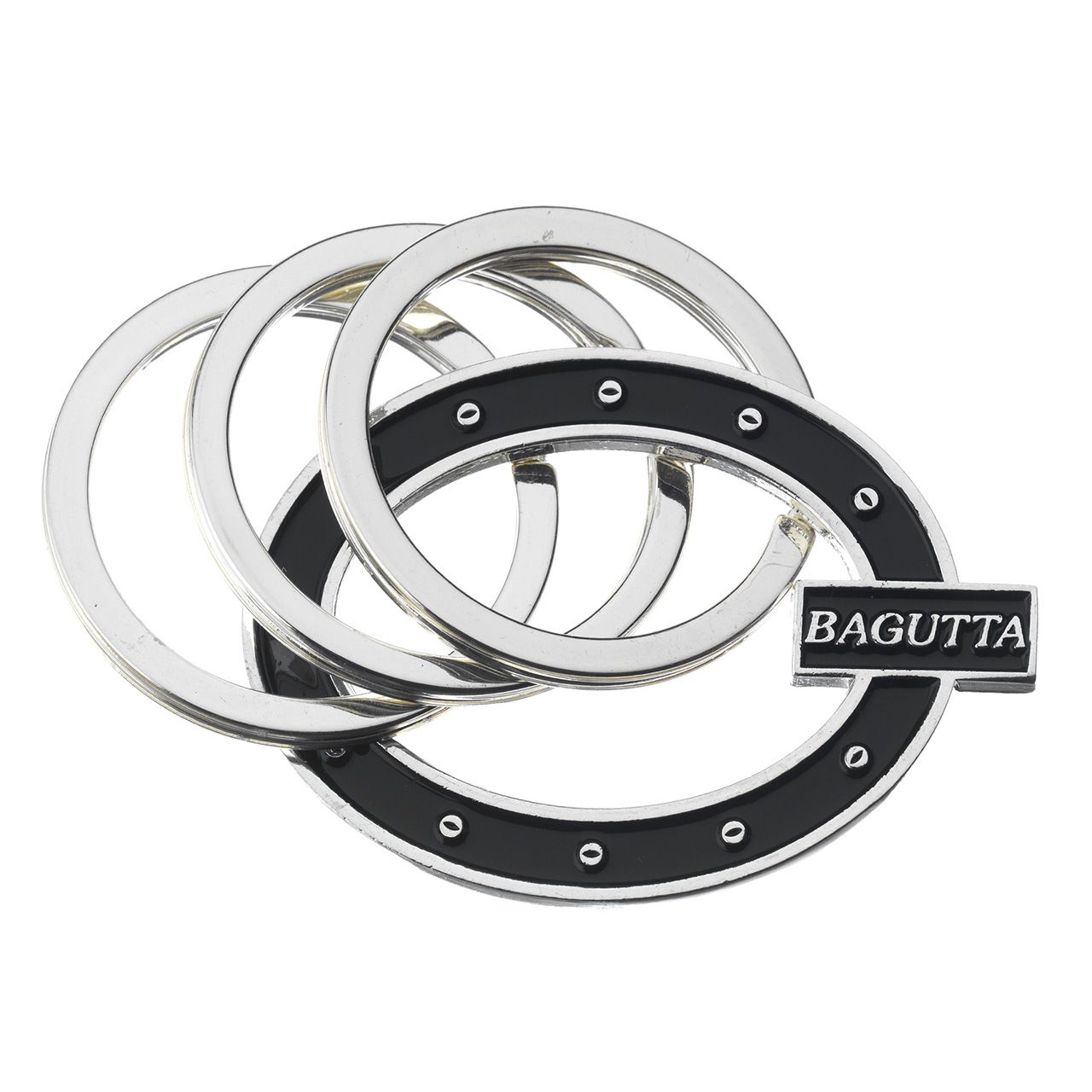 PORTACHIAVI SILVER PLATED OVALE NERO CON CHIODINI